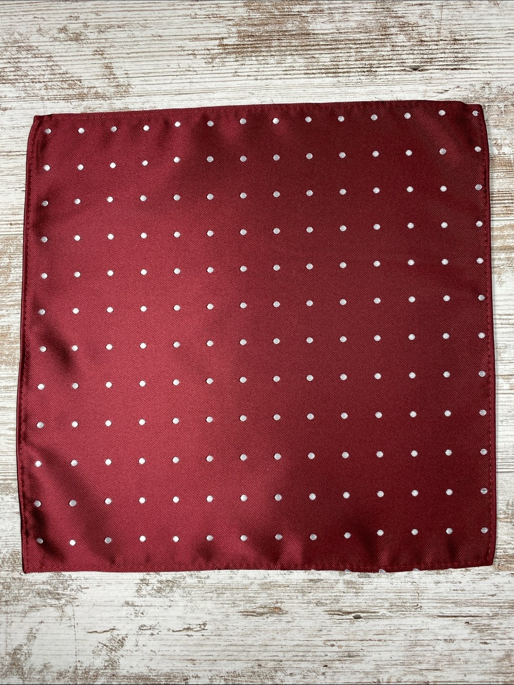 Red White Polka Dot Pocket Square Classic Men’s Silk Blend Hanky